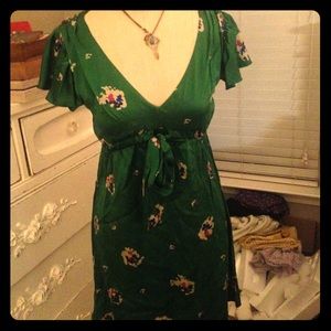 LAST CHANCE Betsey Johnson green silk dress 2 XS
